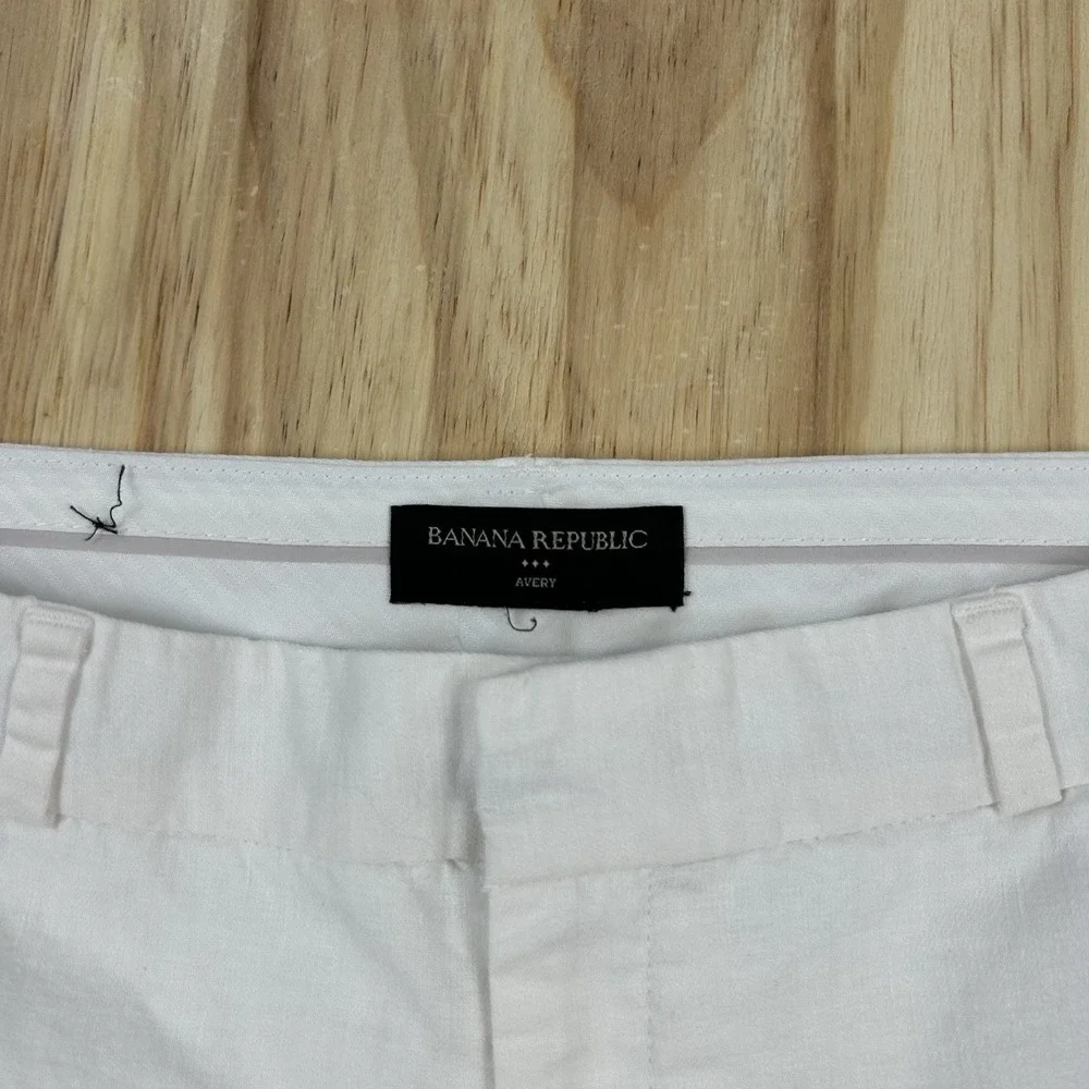 Banana Republic Women's Petite 6 White Avery Linen Blend Crop Pants